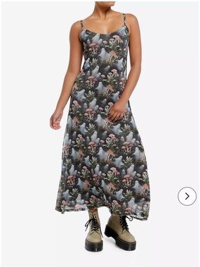 Hot Topic Black Maxi Dress with Ghost & Mushroom Print